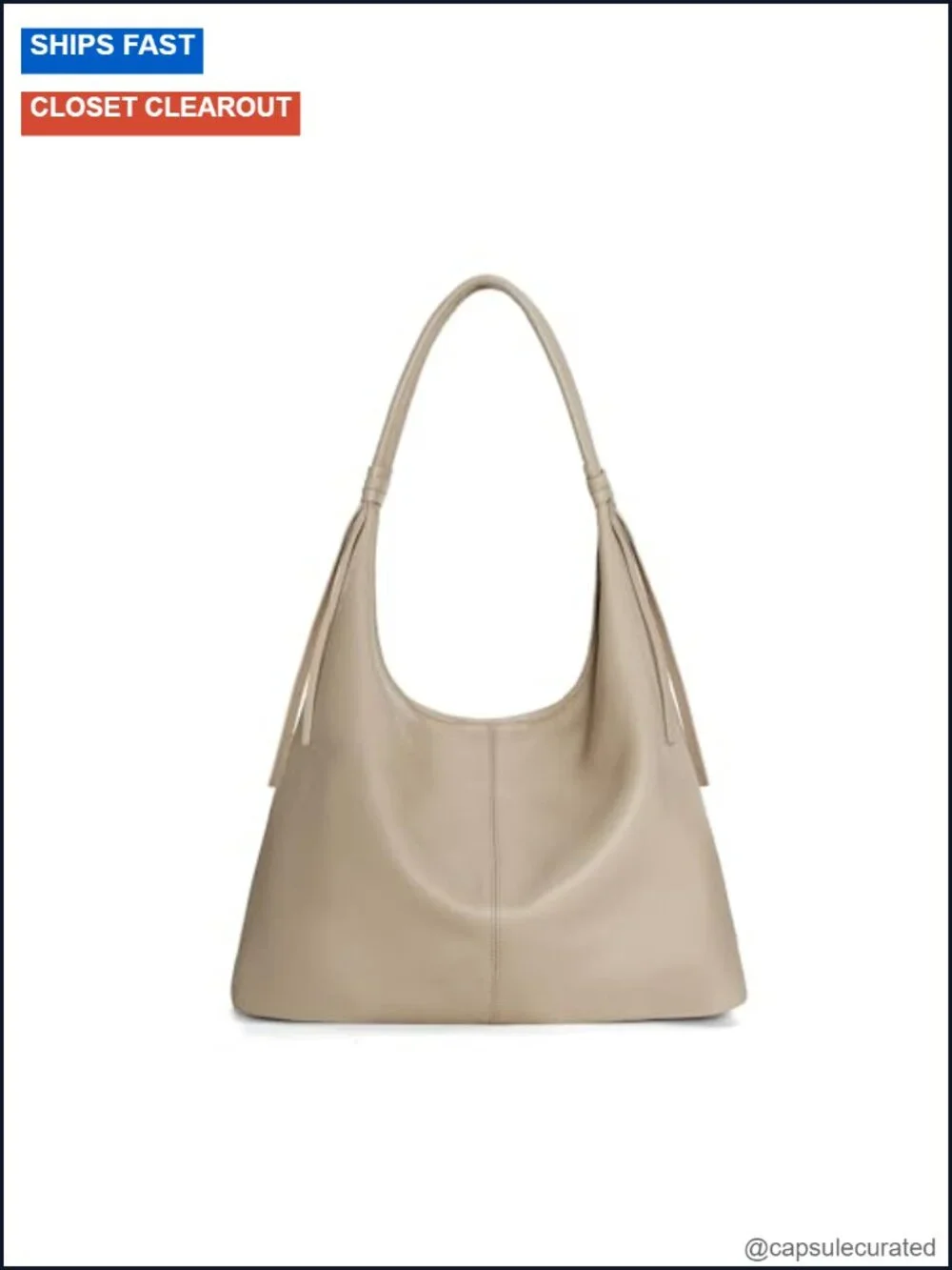 Genuine Leather Slouchy Hobo Handbag with Tassel, Magnetic Closure, Lightweight
